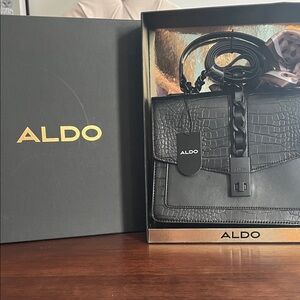 Aldo Black Croc-Embossed Bag
